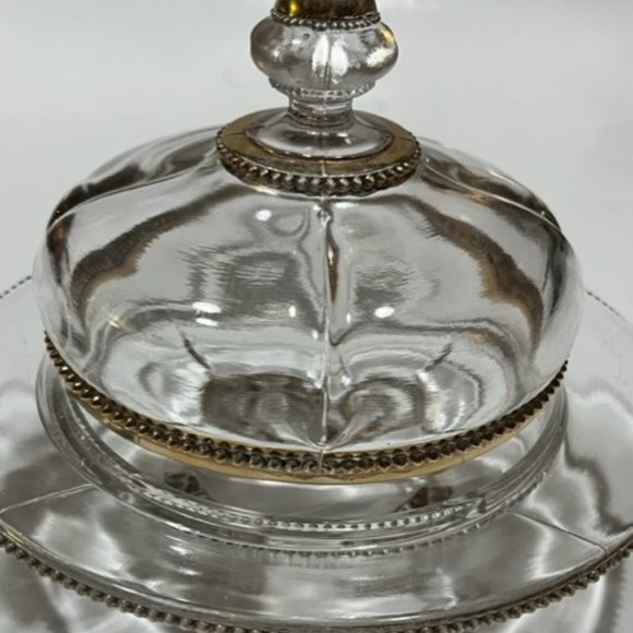 Antique Early  1900's EAPG Tarentum Glass Georgia Gem Footed butter & Sugar dish - Picture 5 of 9